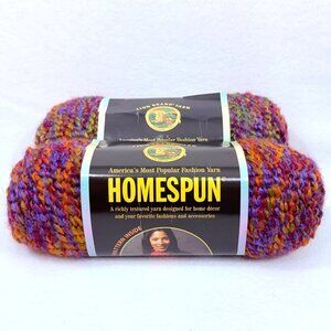 Rare Lion Brand Homespun Textured Acrylic Yarn "Corinthian" - Two New Skeins